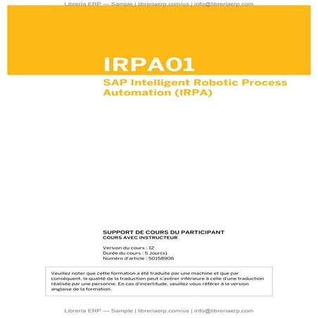 SAP Intelligent Robotic Process Automation (IRPA), IRPA01 Col12 | PDF