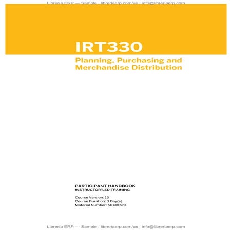 Planning, Purchasing and Merchandise Distribution, IRT330 Col15
