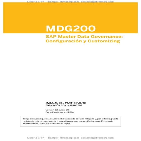 MDG200 Col20 SAP Master Data Governance: Configuración y Customizing | PDF