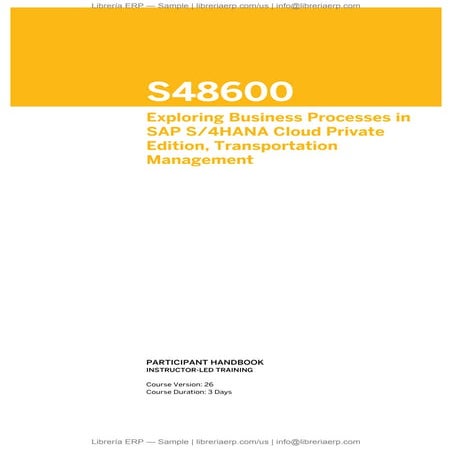 Exploring Business Processes in SAP S/4HANA Cloud Private Edition, Transportation Management