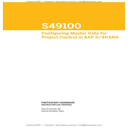 S49100 Col26 Configuring Master Data for Project Control in SAP S/4HANA