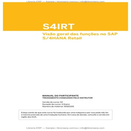 Visão geral das funções no SAP S/4HANA Retail, S4IRT Col02