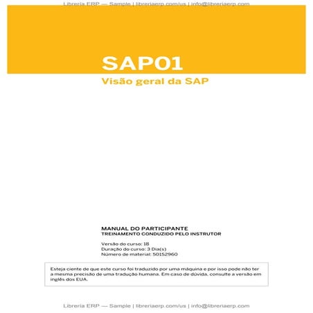 Visão geral da SAP, SAP01 Col18, Introdução sistema SAP,