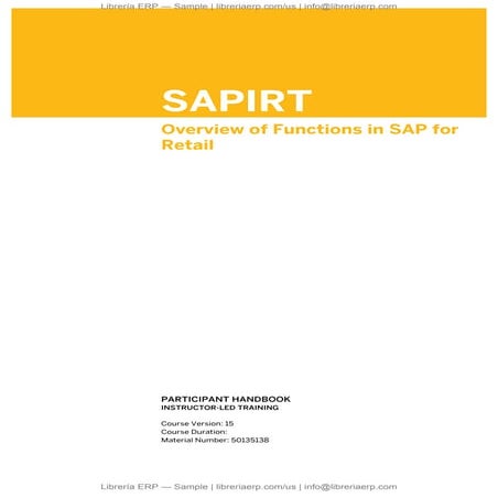 Overview of Functions in SAP for Retail, SAPIRT Col15