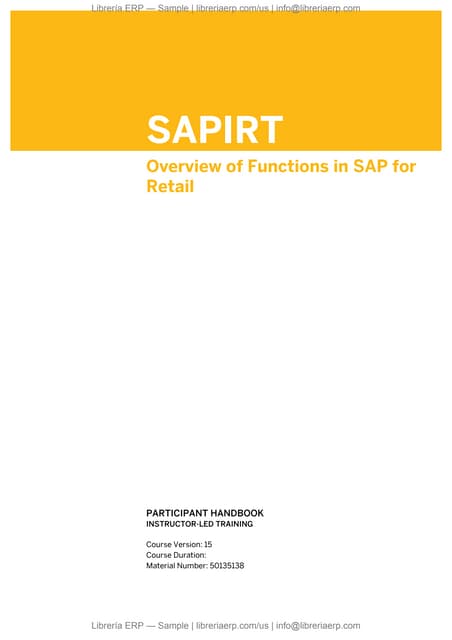 Overview of Functions in SAP for Retail, SAPIRT Col15