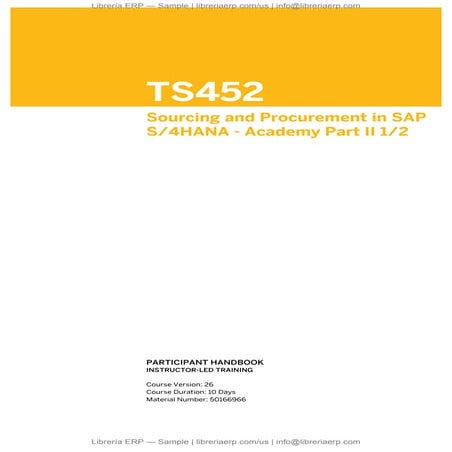 TS452_1 Col26 Sourcing and Procurement in SAP S/4HANA - Academy Part II 1/2