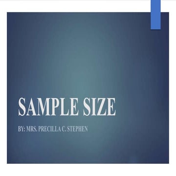 PPT on Sample Size, Importance of Sample Size, | PPTX