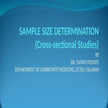 Comprehensive Guide to Sample Size Determination in Cross-Sectional ...