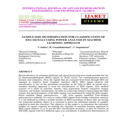 Sample size determination for classification of eeg signals using power analy...