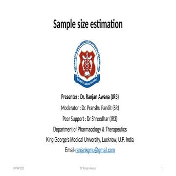 “Sample Size Estimation in Research: Concepts, Formulas, and Applications”