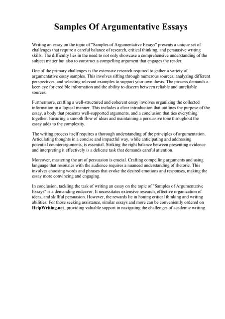 Examples Argumentative Essay | PDF