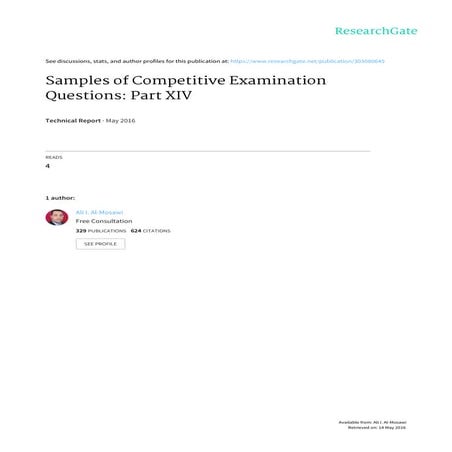 Samples of competitive examination questions: Part XIV | PDF