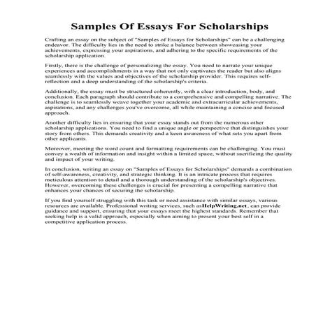 Samples Of Essays For Scholarships