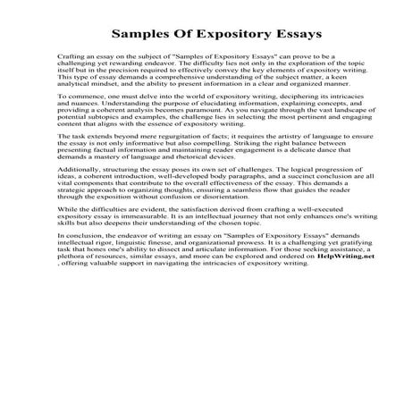 Samples Of Expository Essays. New Life Bible College and Seminary