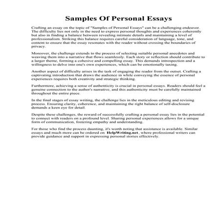 Samples Of Personal Essays