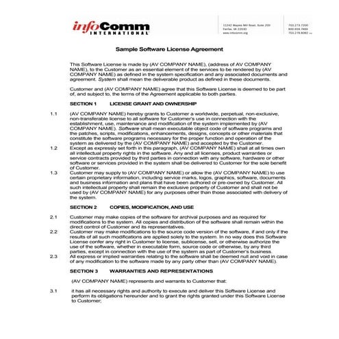 Sample software license_agreement