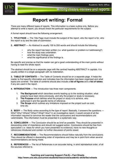 Sample template of report writing