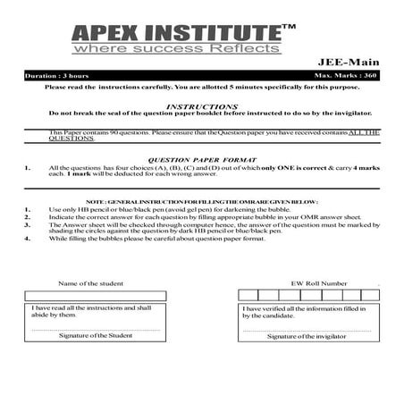 Sample test paper JEE mains 2013