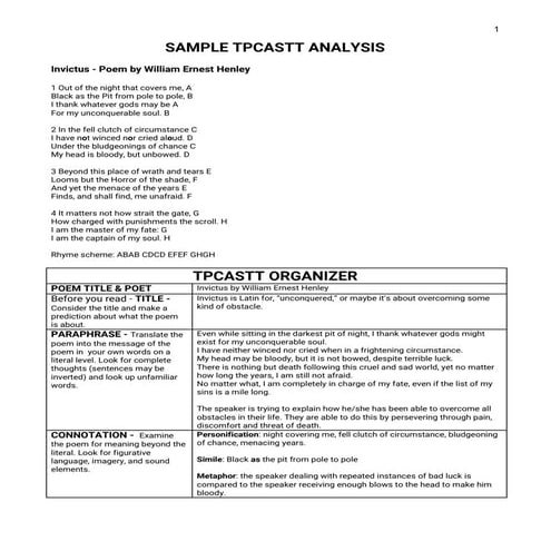 Sample tpcastt analysis
