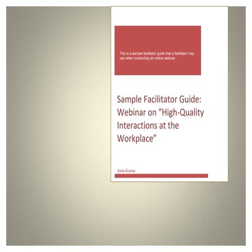 Sample webinar facilitator guide
