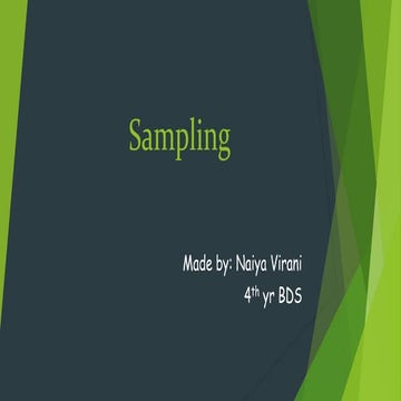 Sampling in public health dentistry