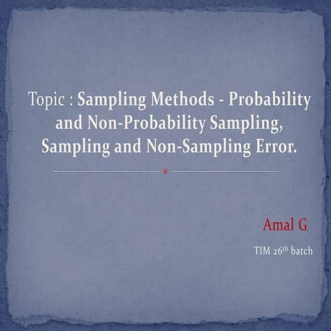 Sampling Methods & Sampling Error PPT - For Seminar 