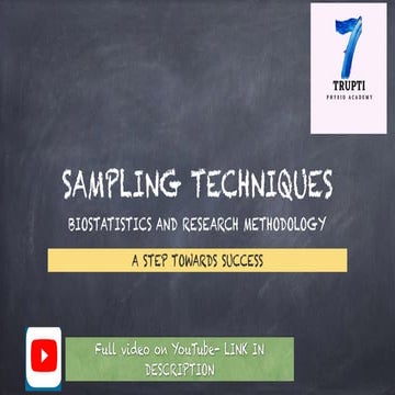 YouTube- full lecture- sampling Technique- Notes | PPT