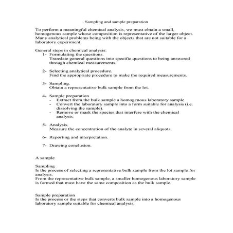 Sampling and sample preparation.slidesdoc | DOC