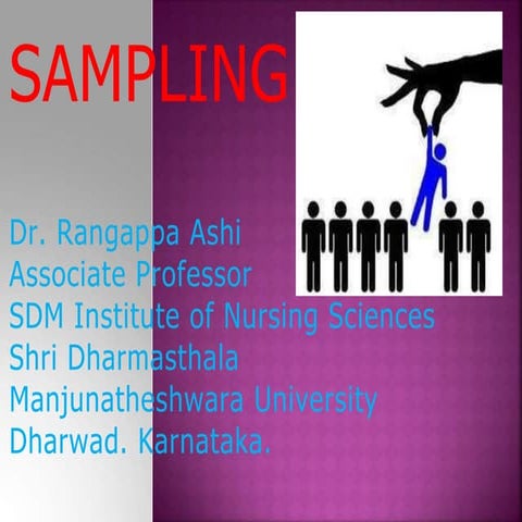 Sampling by Dr. Rangappa AshiAssociate ProfessorSDM Institute of Nursing Sc...