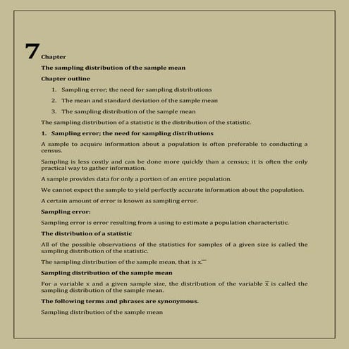 Sampling error; the need for sampling distributions