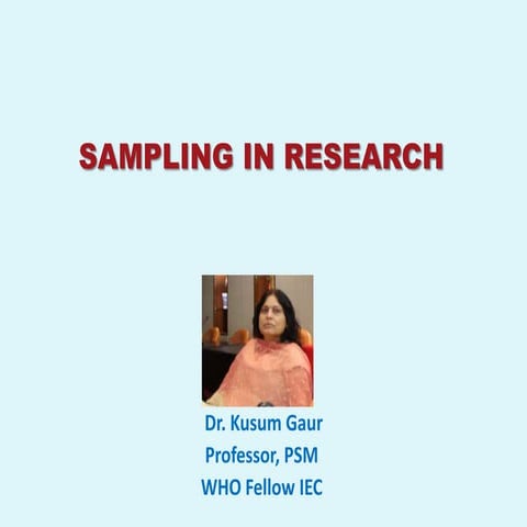Sampling in Medical Research 