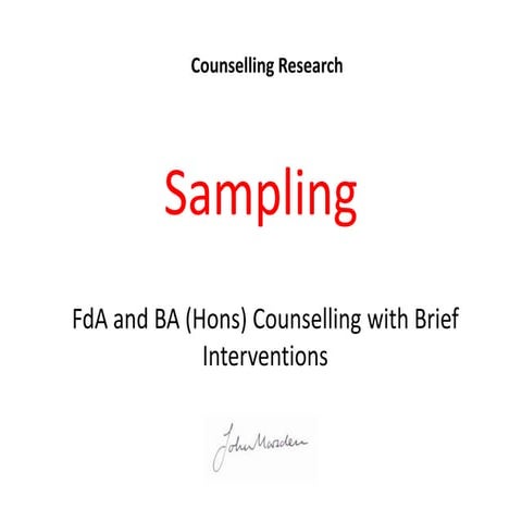 Research Methods: Sampling