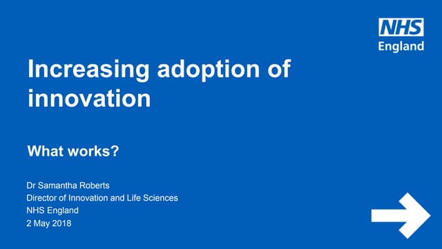 Dr Samantha Roberts: Increasing adoption of innovation 