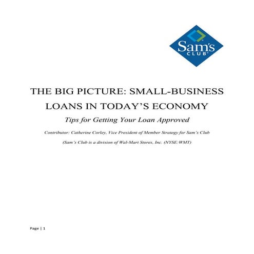 Take It To The Bank: Sam's Club Whitepaper Helps Small Business Navigate Loan...