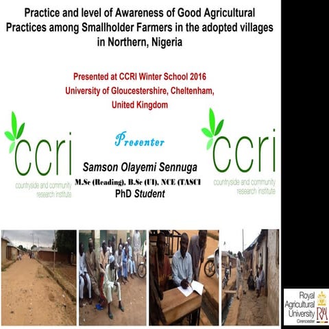 Practice and level of Awareness of Good Agricultural Practices among Smallhol...