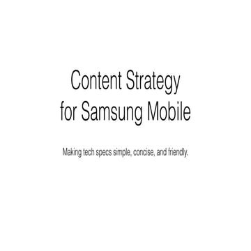 Samsung Mobile Content Strategy Sample