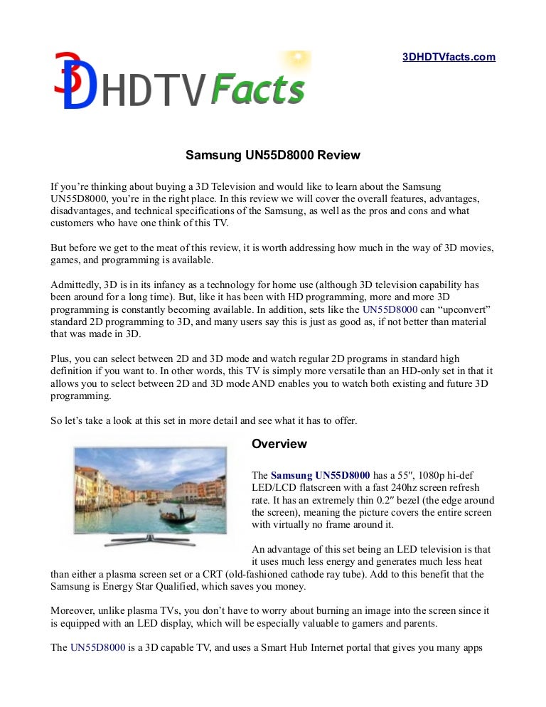 Samsung UN55D8000 Review