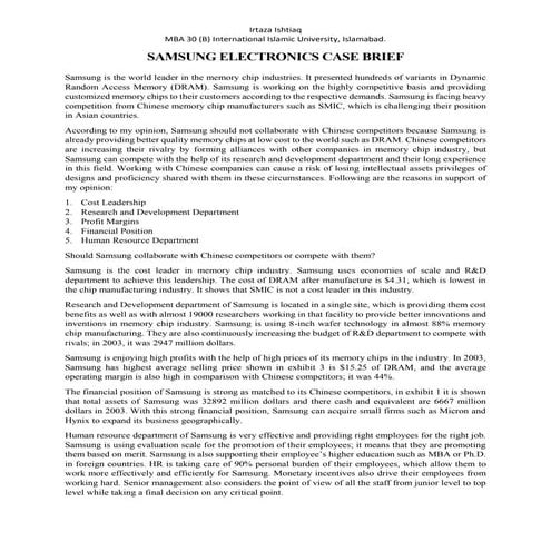 Samsung Electronics Group 7 Strategic Management Case Study Samuel ...