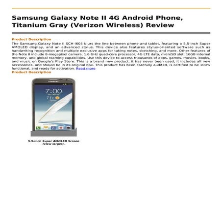 Samsung galaxy note ii 4 g android phone, titanium gray (verizon wireless)