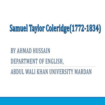 Samuel taylor coleridge(1772 1834)