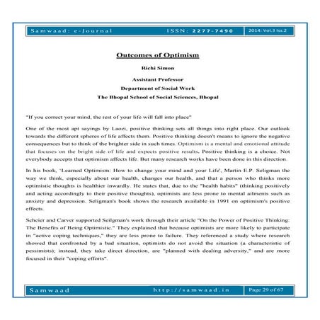 Outcomes of Optimism