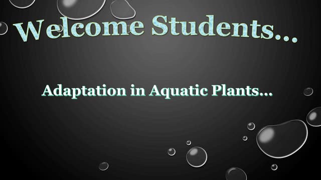 Adaptation of aquatic plants