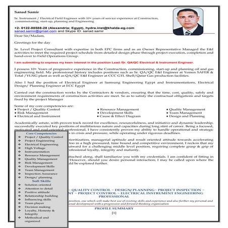 Sr. Electrical & Instrument QA/QC Engineer CV