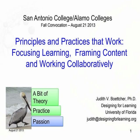Designing learning; Focusing learning; Framing content; Collaborating for Fee...