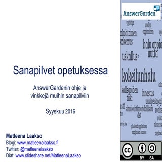 Sanapilvet opetuksessa (KATSO KUVAU...