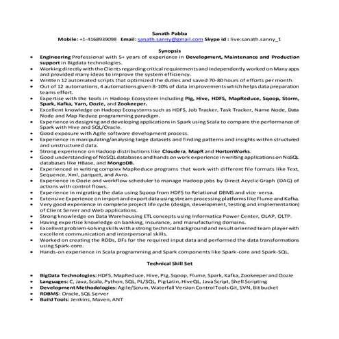 Sanath pabba hadoop resume 1.0