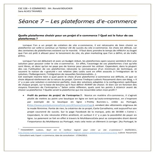 Les plateformes d'e-commerce