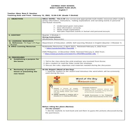 Lesson Plan Multimedia Respurces