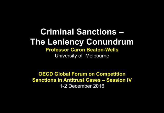 Sanctions in Anti-trust cases – Pro...