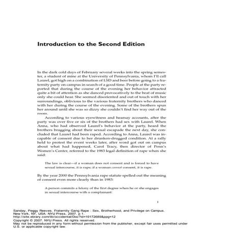 Sanday (2007) Preface to Fraternity Gang Rape
